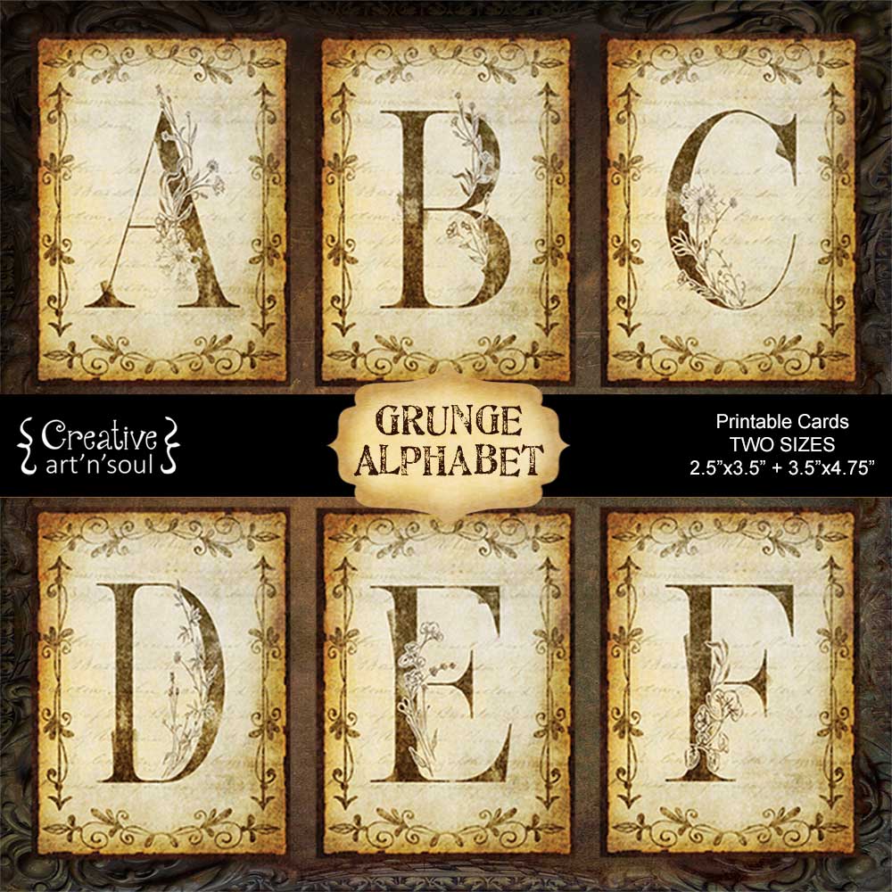 Grunge Alphabet Printable Cards