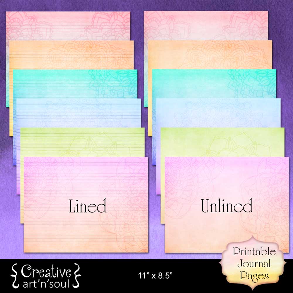Mandala Rainbow Printable Writing Paper