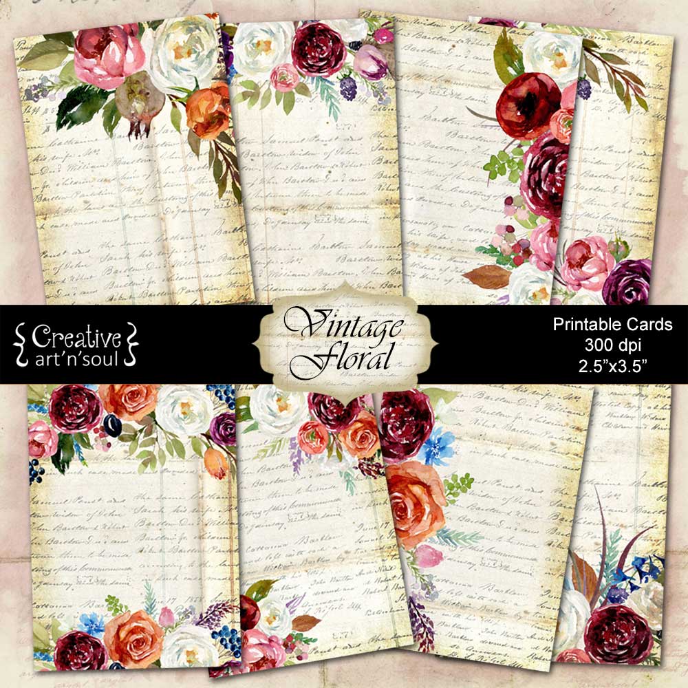 Vintage Floral Printable Cards