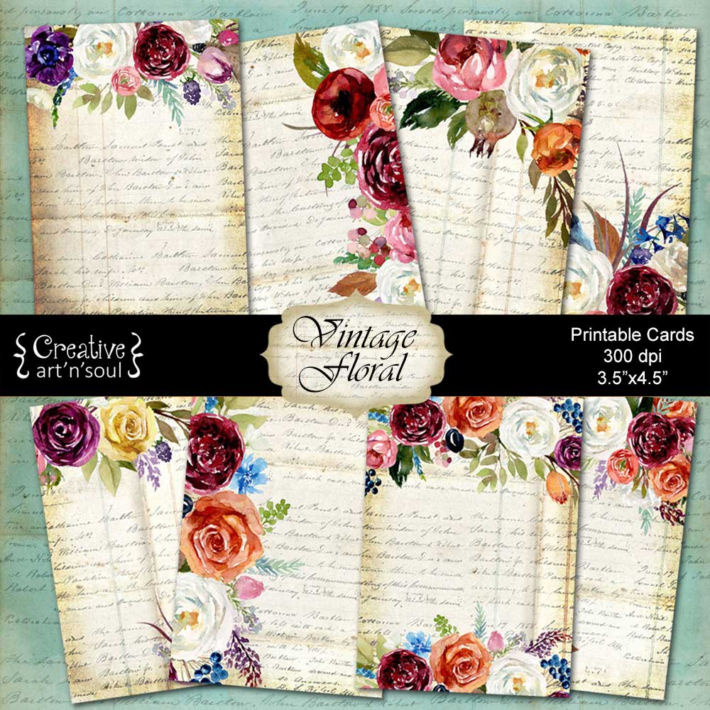 Vintage Floral Printable Cards