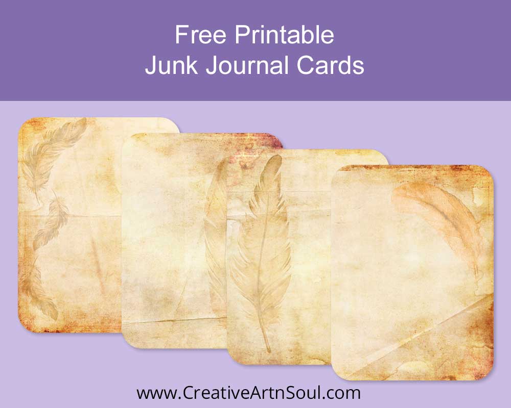 Free Stained Feathers Printable Journal Cards