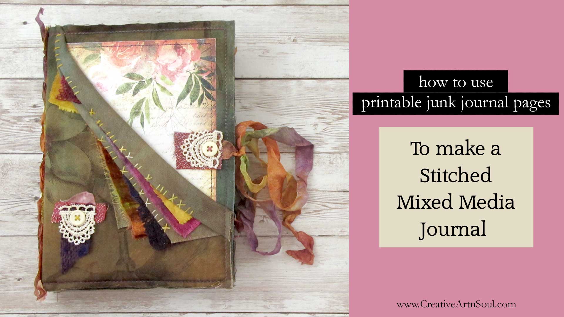 How to Make a Stitched Mixed Media Journal using Printable Junk Journal Pages