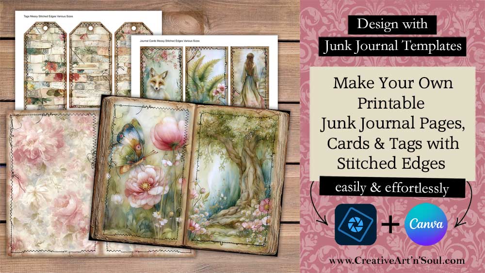 How to make Printable Junk Journal Pages with Stitched Edges