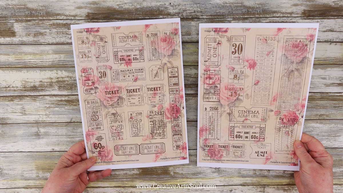 DIY Printable Junk Journal Vintage Ticket Ephemera