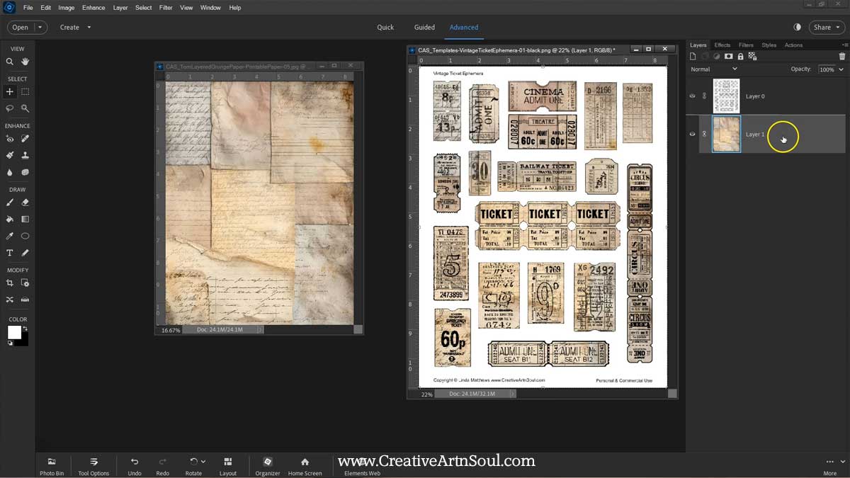 DIY Printable Junk Journal Vintage Ticket Ephemera