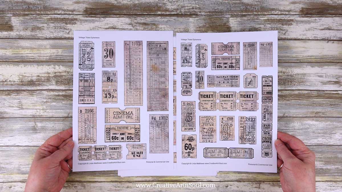 DIY Printable Junk Journal Vintage Ticket Ephemera