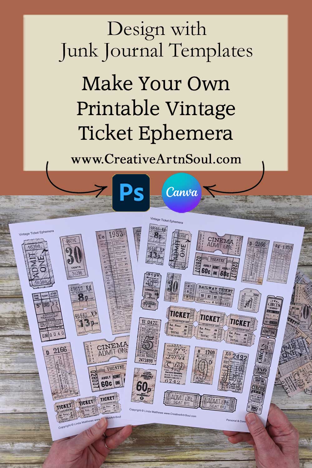 DIY Printable Junk Journal Vintage Ticket Ephemera