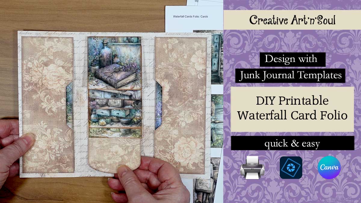 DIY Printable Junk Journal Waterfall Cards Folio