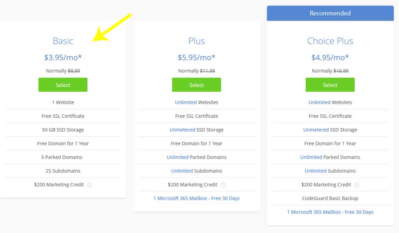 Bluehost Pricing