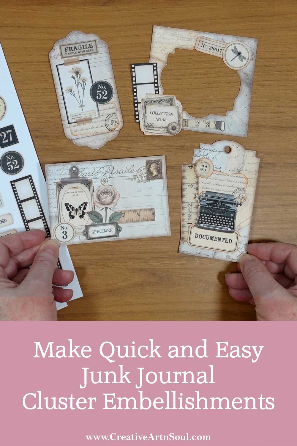 Make Quick and EAsy Junk Journal Cluster Embellishments