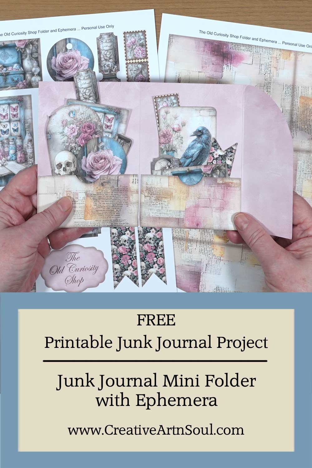 Free Printable Junk Journal Mini Folder with Ephemera