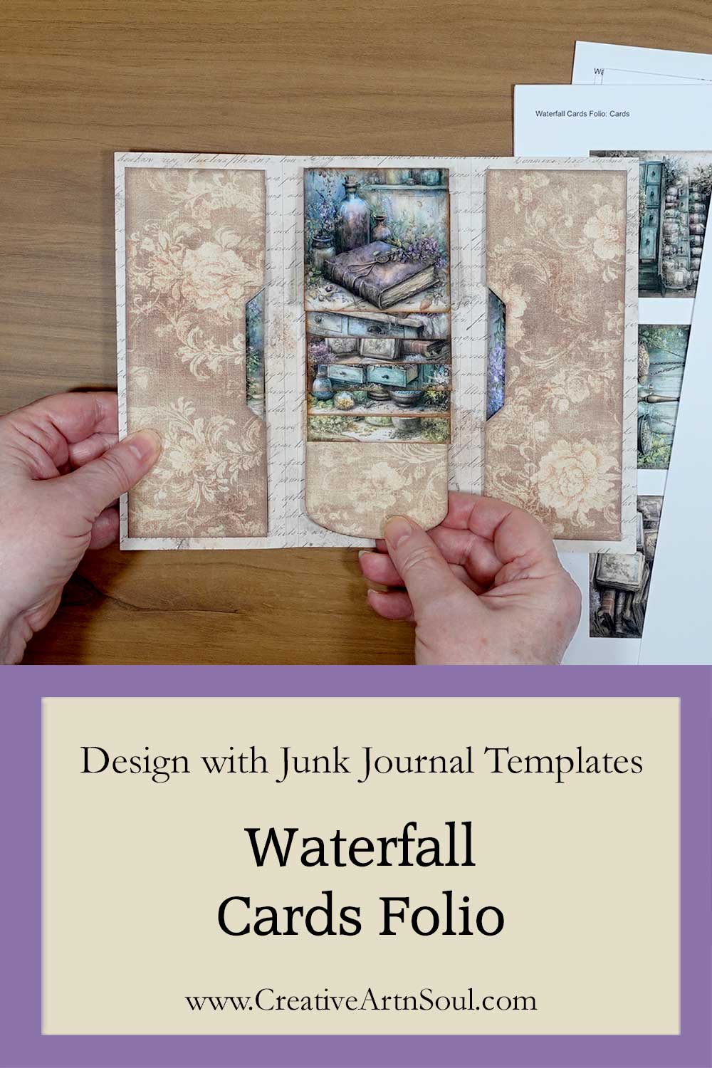 Design with Junk Journal Templates: Junk Journal Waterfall Cards Folio